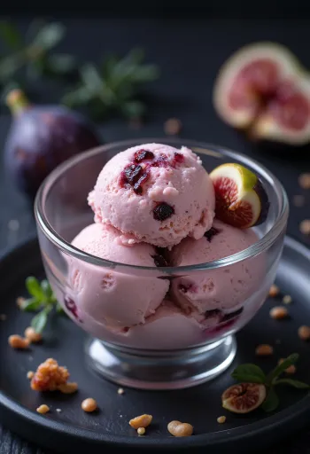 신선한 무화과를 곁들인 아이스크림