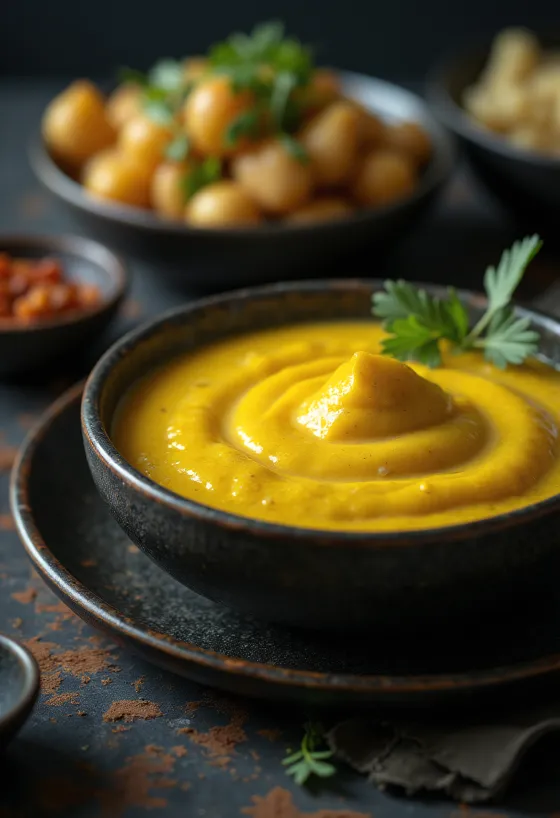 코코넛 밀크 커리 생강 소스 플레이팅