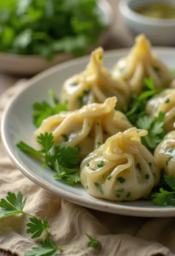 고수로 속을 채운 모모, 찜기에 쪄서 냄