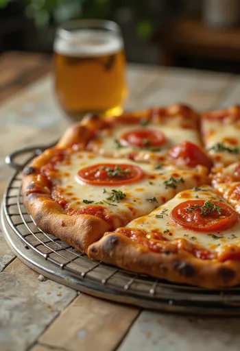 얇은 도우와 큰 조각이 특징인 뉴욕 스타일 피자