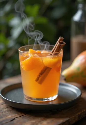 유리잔에 담긴 파파야 사이더