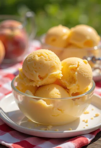 크리미한 바질 복숭아 아이스크림