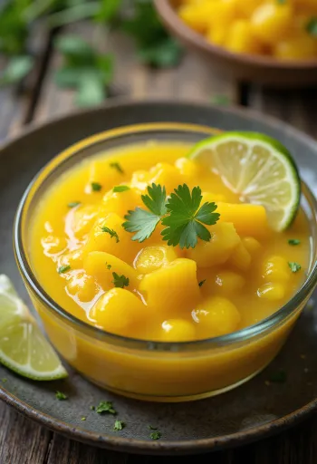 새콤달콤 망고 라임 소스 서빙 모습