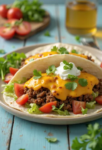 풍성한 속재료를 넣은 자이언트 타코