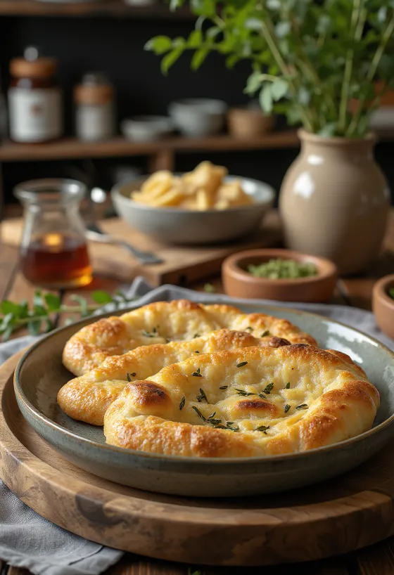 서빙된 남티롤 크리스프 브레드 슈텔브로트