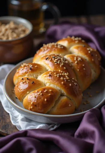 갓 구운 홈메이드 할라 땋은 빵