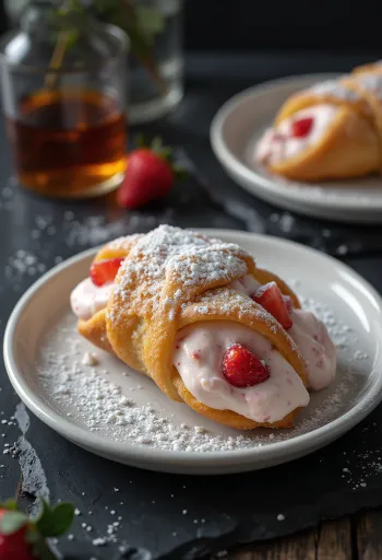 딸기 럼 카놀리 디저트 서빙