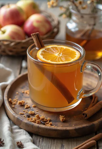 유리잔에 담긴 민트 시나몬 사이다