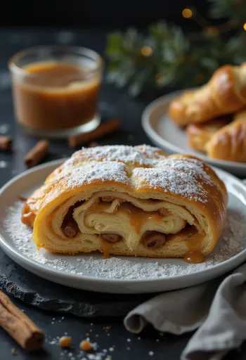 서빙된 시나몬 캐러멜 슈톨렌 조각들