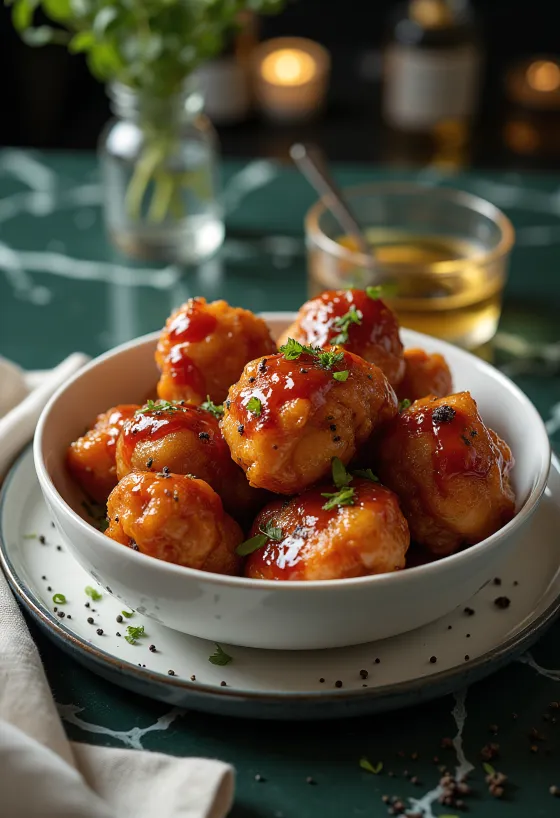 서빙된 BBQ 치킨 바이트