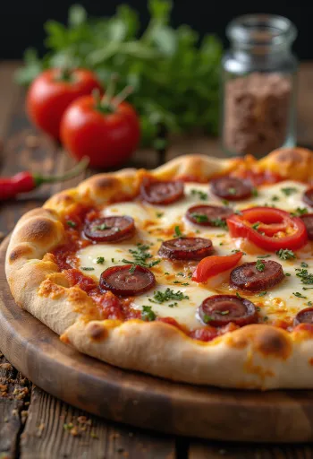 훈제 소시지 디아볼라 피자 서빙