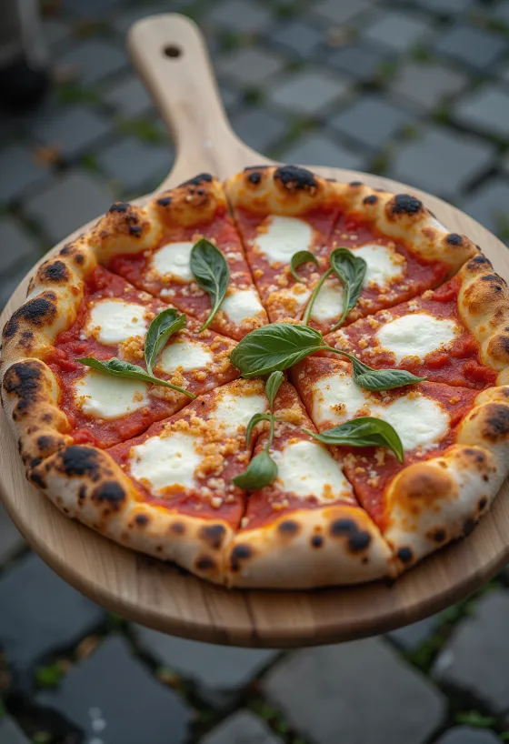 갓 구운 염소 치즈 피자