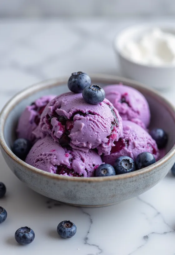 서빙된 블루베리 아이스크림