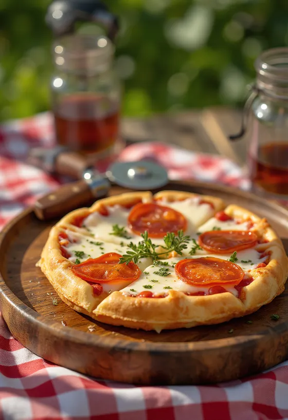 서빙된 피자 와플