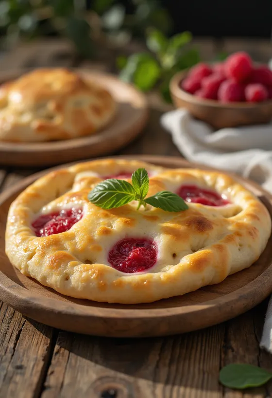 라즈베리 난 빵 서빙 모습