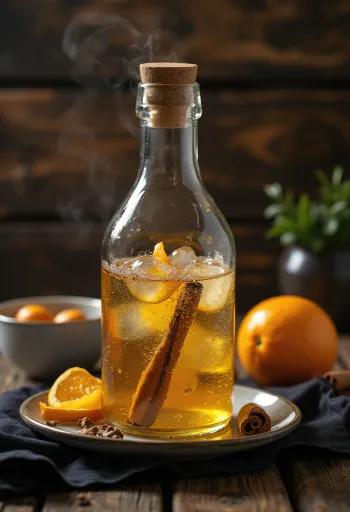 향신료를 곁들인 잔에 담긴 아메리칸 스위트 사이다