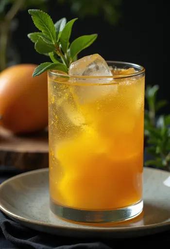 라임으로 장식한 유리잔에 담긴 호주 망고 사이다