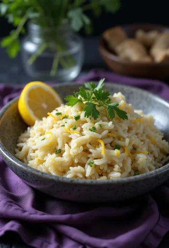 신선한 허브를 곁들인 생강 밥