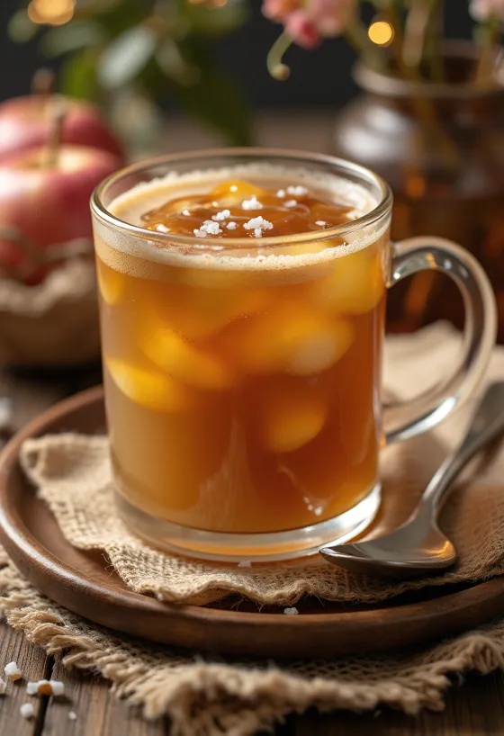 서빙된 카라멜 애플 사이더