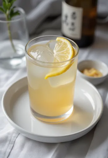유리잔에 서빙된 일본 사케 사이다