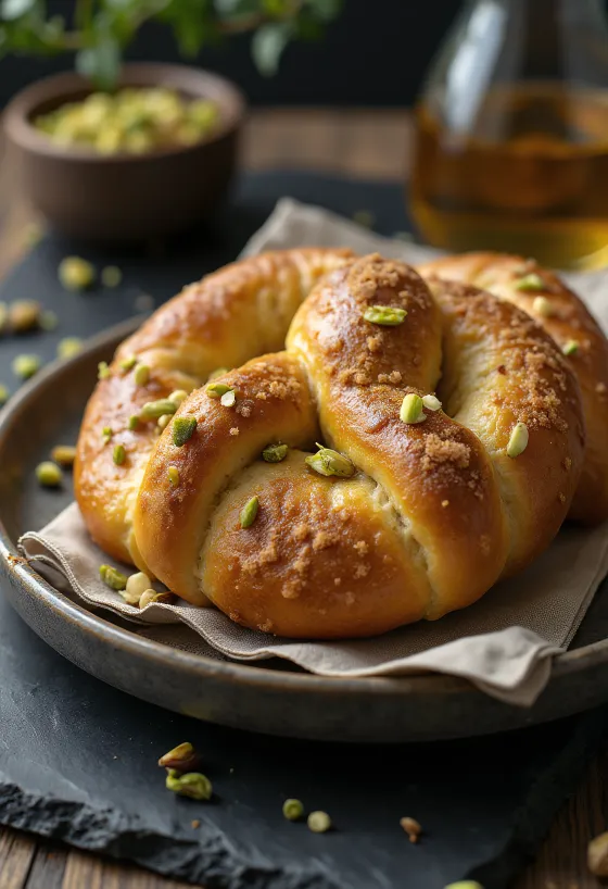 피스타치오 프레첼 서빙