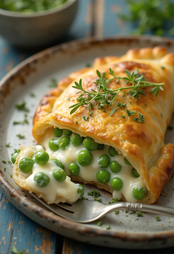 노릇하게 구워진 완두콩 깔조네