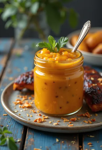 제공된 커리 망고 바베큐 소스