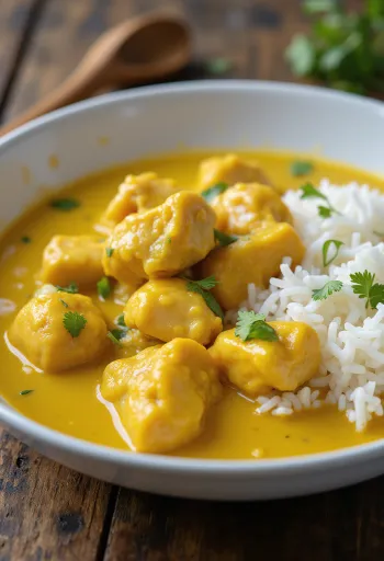 자스민 라이스와 함께 제공된 치킨 커리