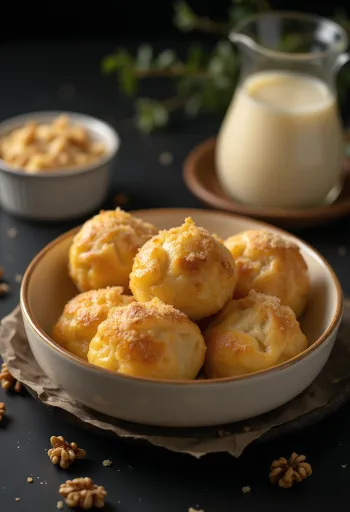 전통 아라니갈루슈카, 바닐라 커스터드와 호두 층이 있는 폭신한 빵