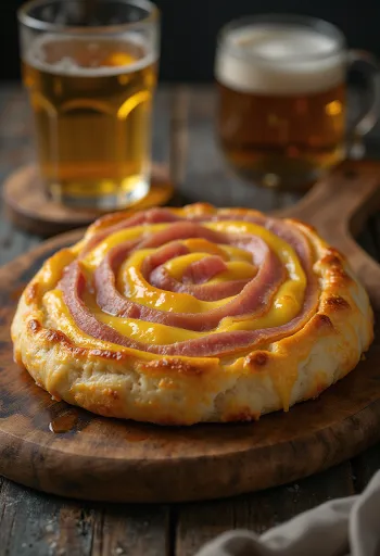 서빙된 햄 치즈 굴뚝빵