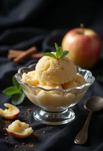 신선한 사과와 시나몬 소르베 디저트