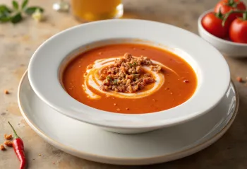 칠리 토마토 크림 수프 서빙