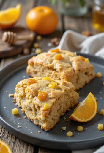 서빙된 오렌지 마지팬 스콘