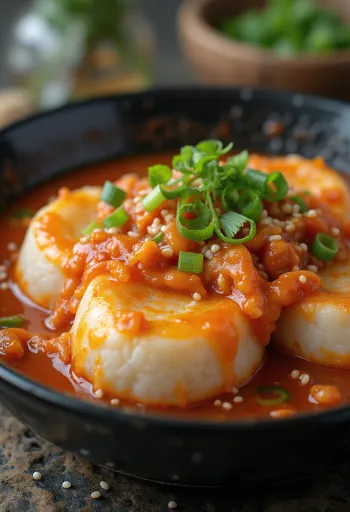 김치 떡볶이, 김치와 매운 소스를 곁들인 한국식 떡 요리