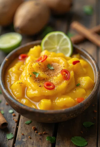 제공된 시나몬 망고 칠리 소스