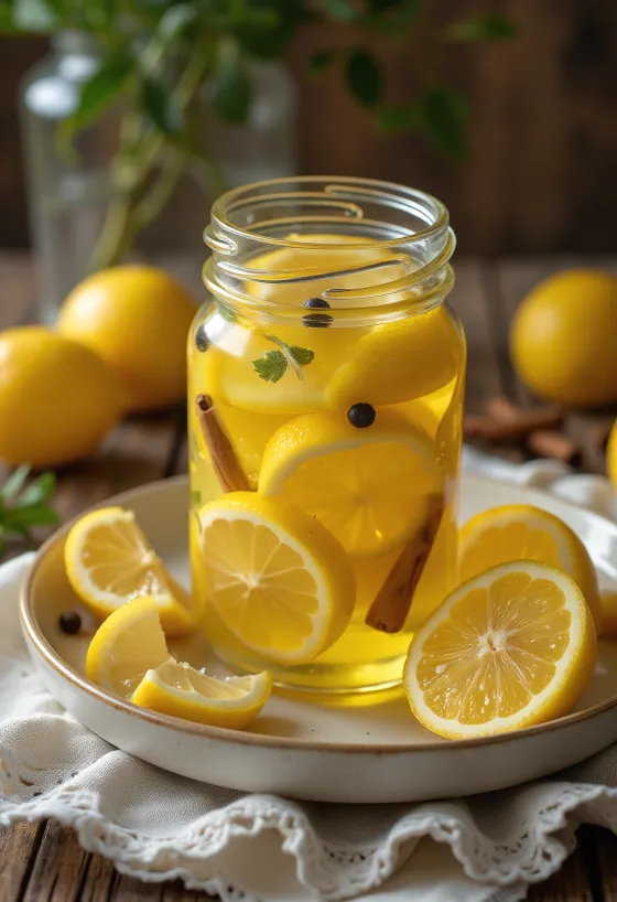 유리병에 담긴 절인 레몬
