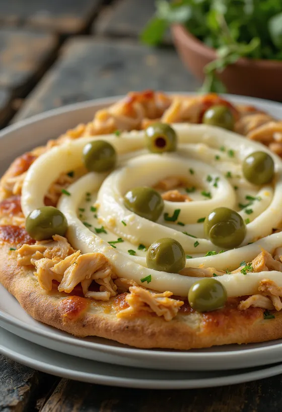 닭가슴살과 크림치즈를 올린 브라질식 Pizza de Frango com Catupiry