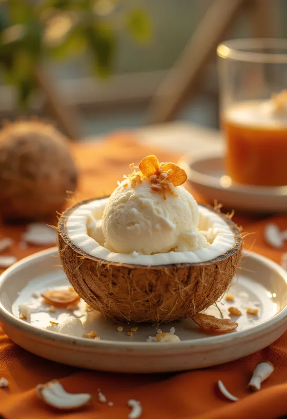 코코넛 아이스크림 서빙