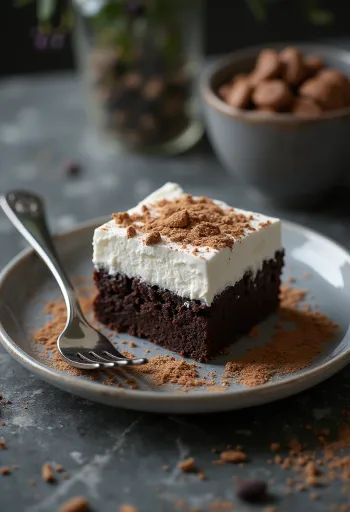 제공된 초콜릿 무스 슬라이스