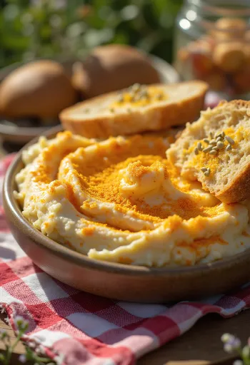 신선한 야채와 토스트에 바른 쾨뢰지트