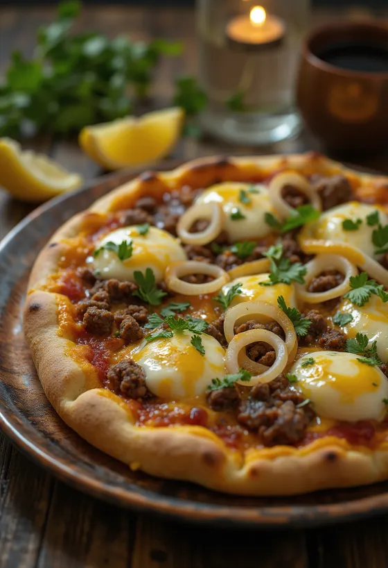 다진 고기와 고수를 듬뿍 올린 Pizza Egiziana