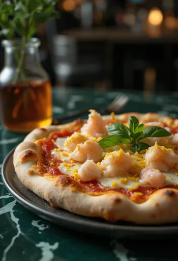 모짜렐라와 파슬리를 곁들인 게살 피자