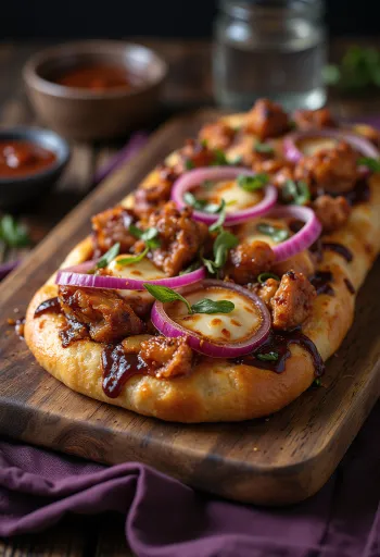 서빙된 바비큐 치킨 포카치아